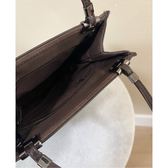 Vintage 90s Y2K Esprit Brown Faux Leather Mini Top Handle Box Bag - Picture 7 of 9